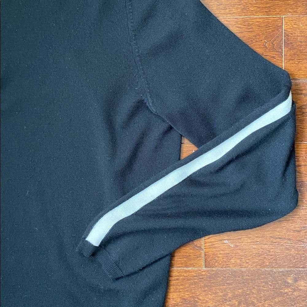 Peak Performance Half-Zip Ski Sweater Size XL Black + Off-White Stripes Merino - Picture 4 of 12